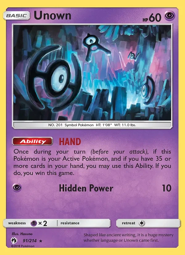 Unown 91/214 Lost Thunder Pokémon card