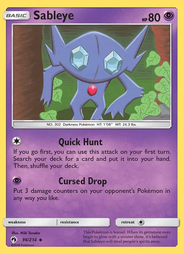 Sableye 96/214 Lost Thunder Pokémon card