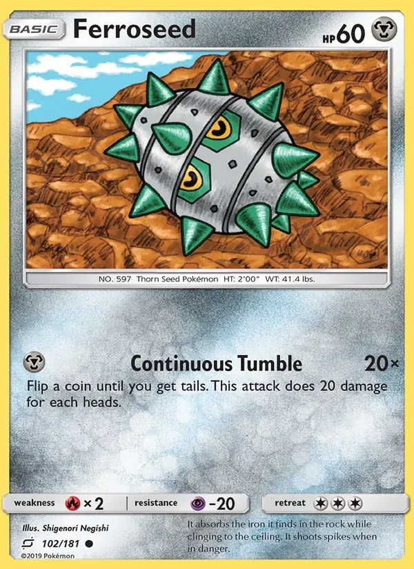 Ferroseed 102/181 Team Up Pokémon card