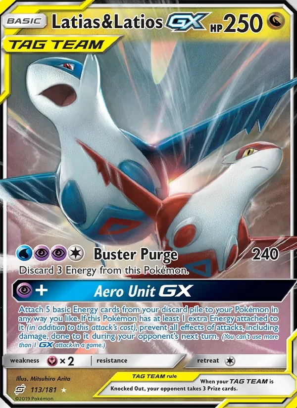 Latias & Latios GX 113/181 Team Up Pokémon Karte