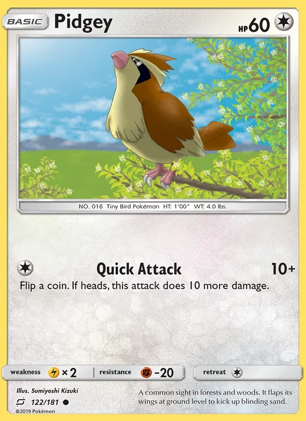 Pidgey 122/181 Team Up Pokémon card