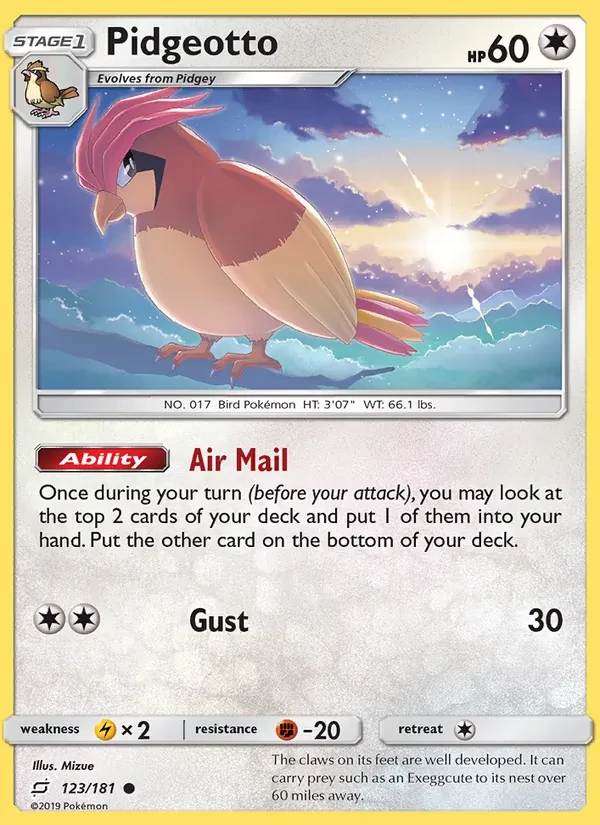 Pidgeotto 123/181 Team Up Pokémon card
