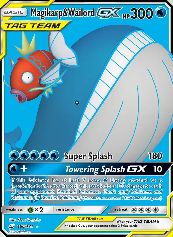 Magikarp & Wailord GX 160/181 Team Up Pokémon card