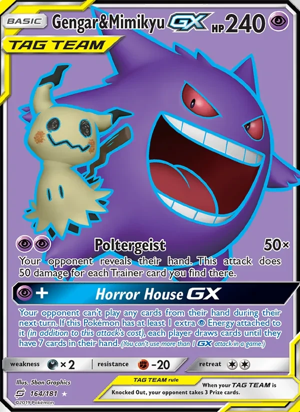Gengar & Mimikyu GX 164/181 Team Up Pokémon card