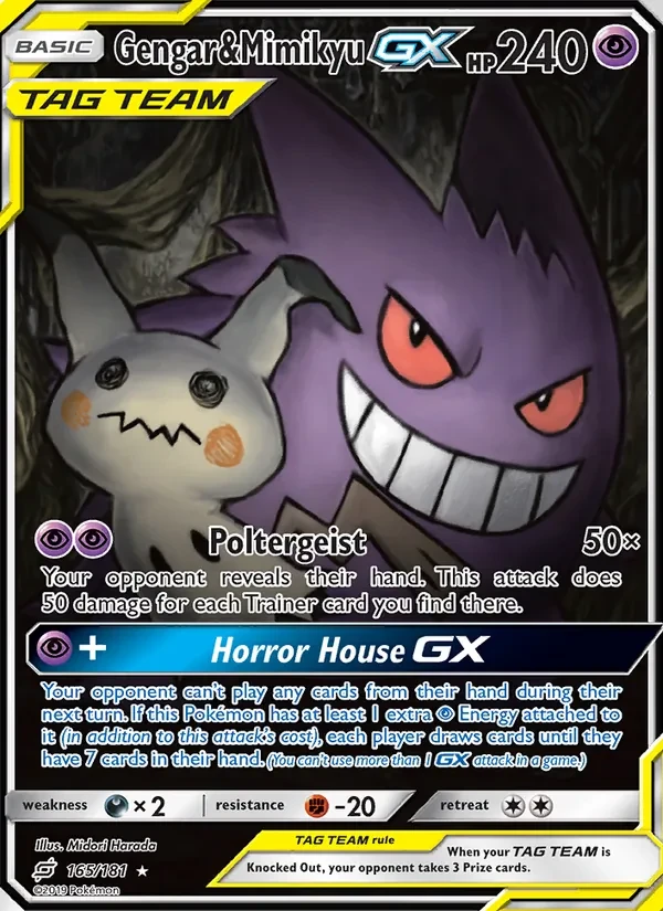 Gengar & Mimikyu GX 165/181 Team Up Pokémon card