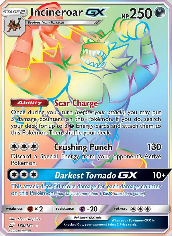 Incineroar GX 188/181 Team Up Pokémon card