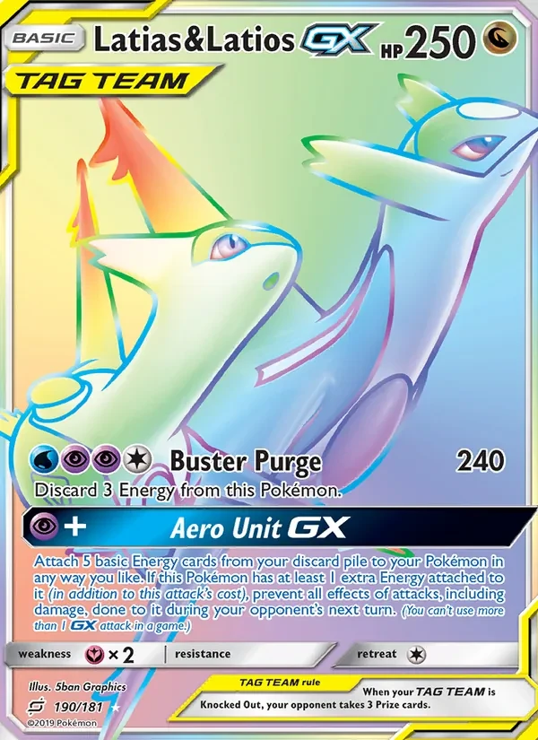 Latias & Latios GX 190/181 Team Up Pokémon card