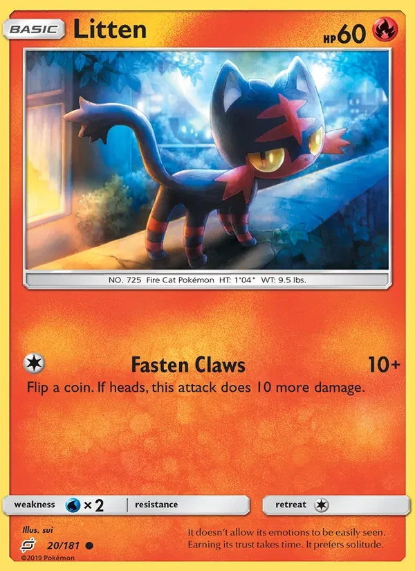 Litten 20/181 Team Up Pokémon card