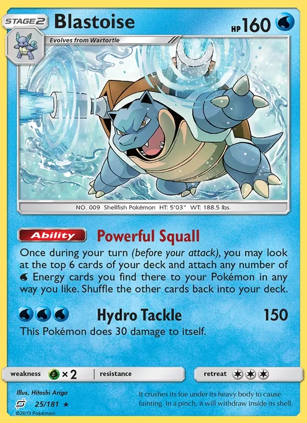 Blastoise 25/181 Team Up Pokémon card
