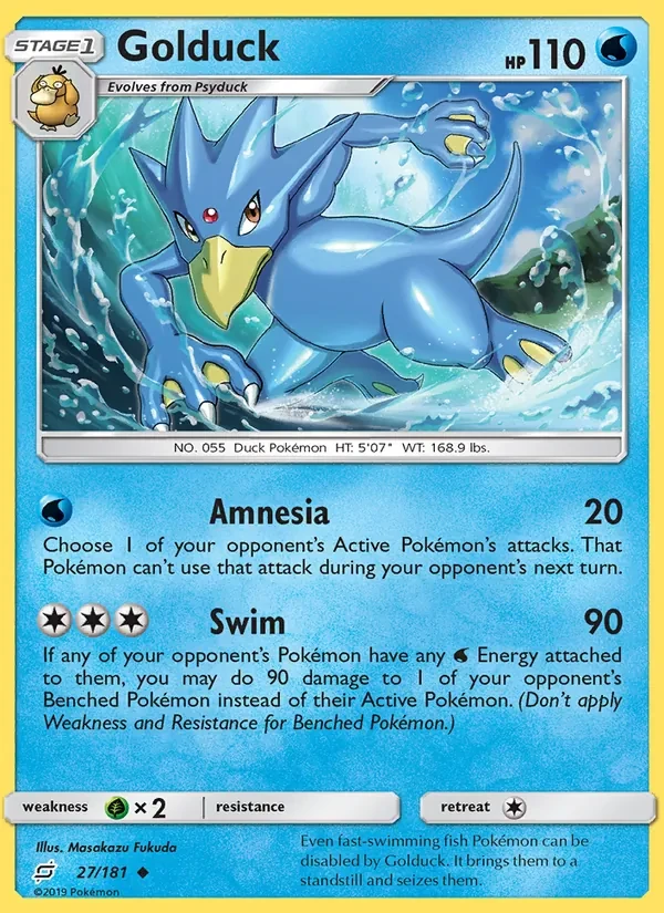 Golduck 27/181 Team Up Pokémon card