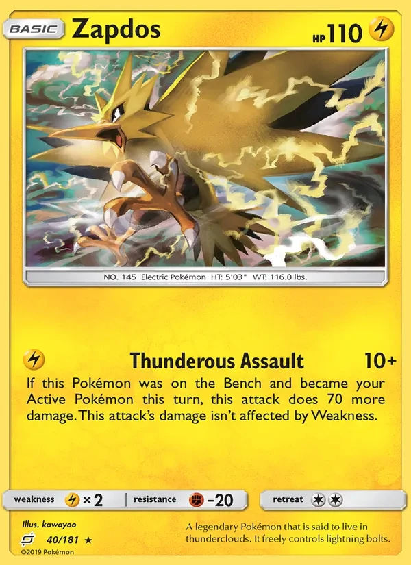 Carta Pokémon Zapdos 40/181 Team Up