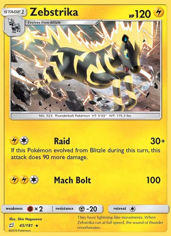 Zebstrika 45/181 Team Up Pokémon card