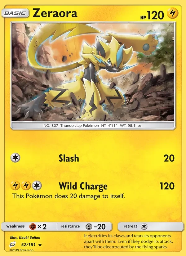 Zeraora 52/181 Team Up Pokémon card