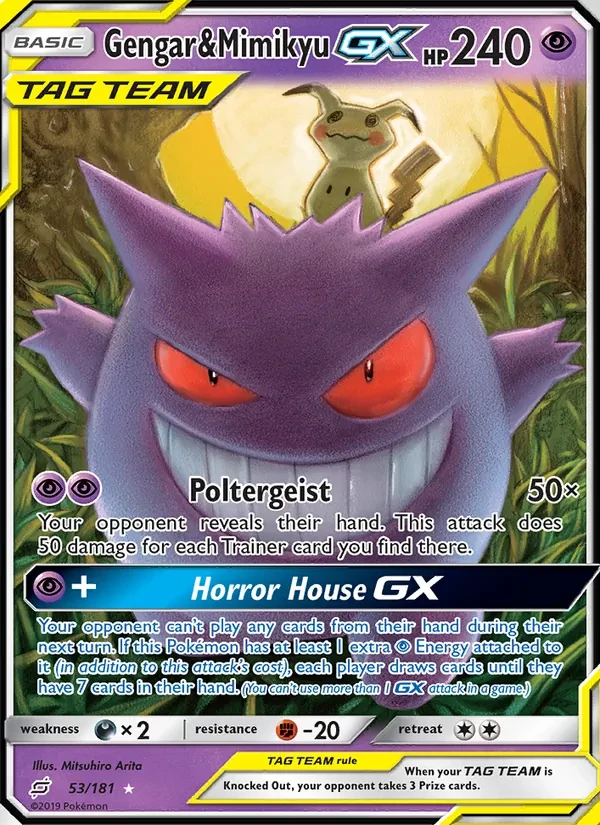 Gengar & Mimikyu GX 53/181 Team Up Pokémon card
