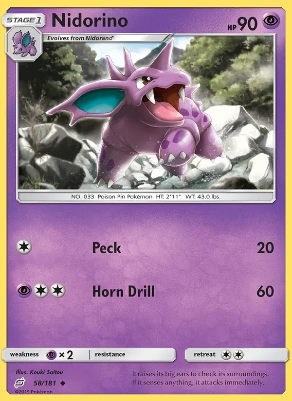 Nidorino 58/181 Team Up Pokémon card