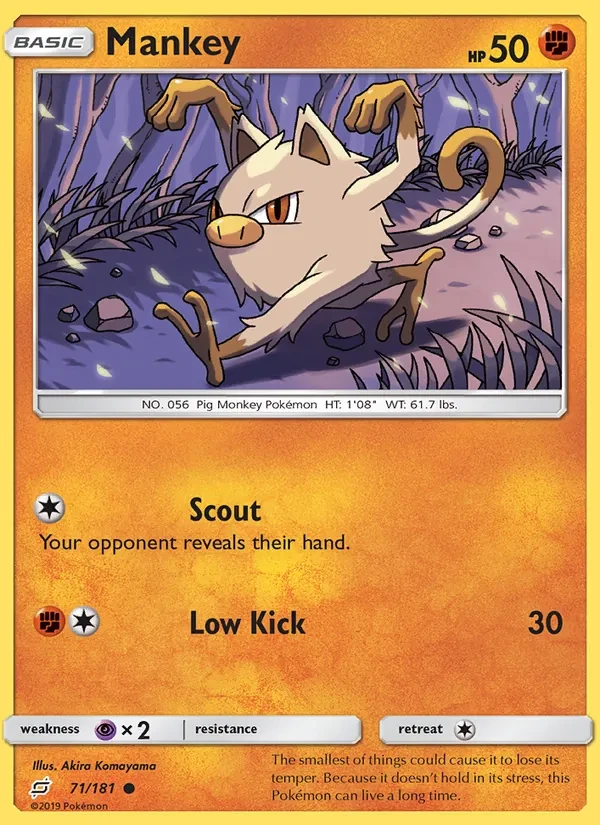 Mankey 71/181 Team Up Pokémon card