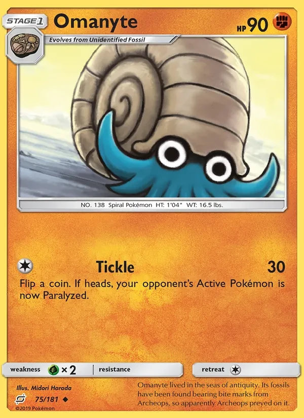 Omanyte 75/181 Team Up Pokémon Karte
