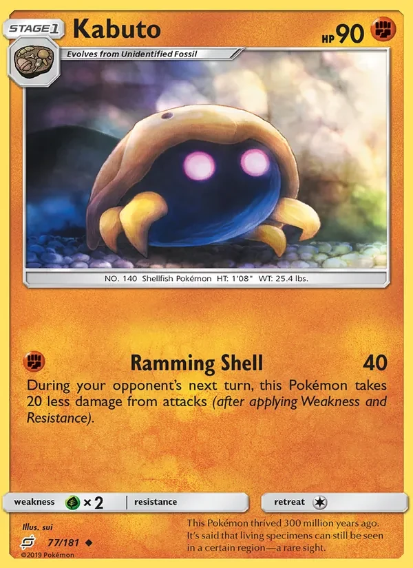 Kabuto 77/181 Team Up Pokémon card