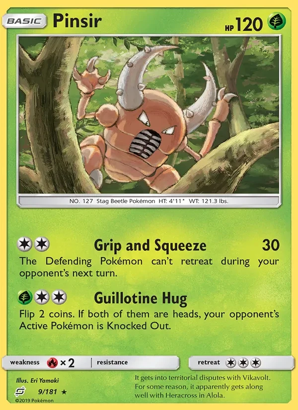 Pinsir 9/181 Team Up Pokémon Karte