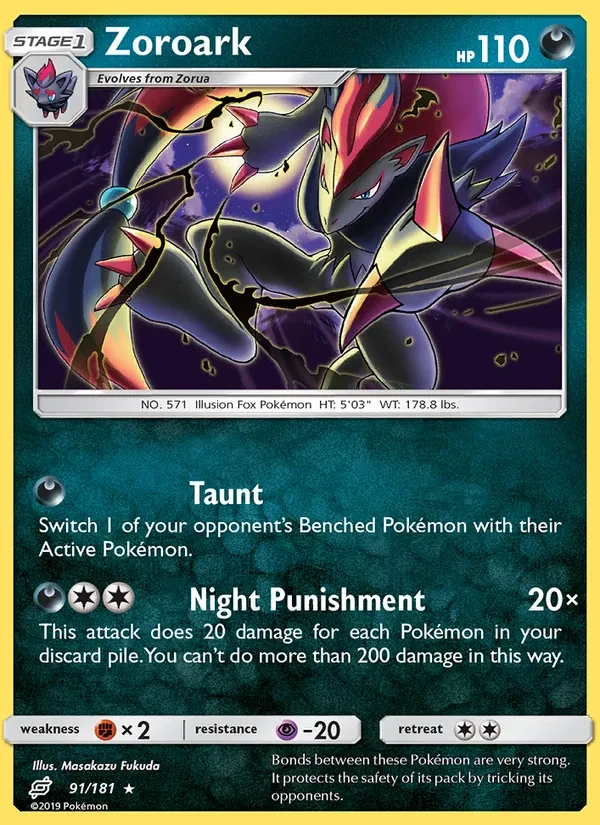 Zoroark 91/181 Team Up Pokémon card