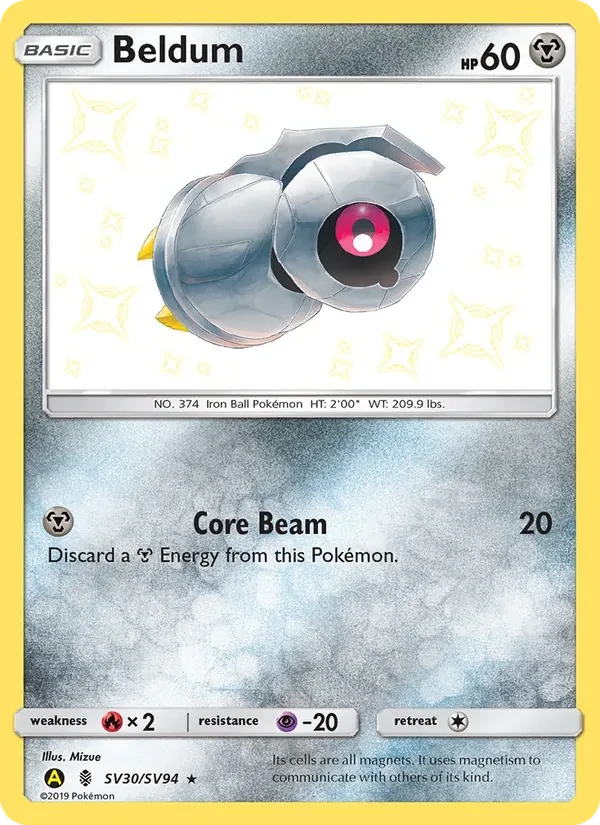 Beldum SV30 Hidden Fates Shiny Vault Pokémon card