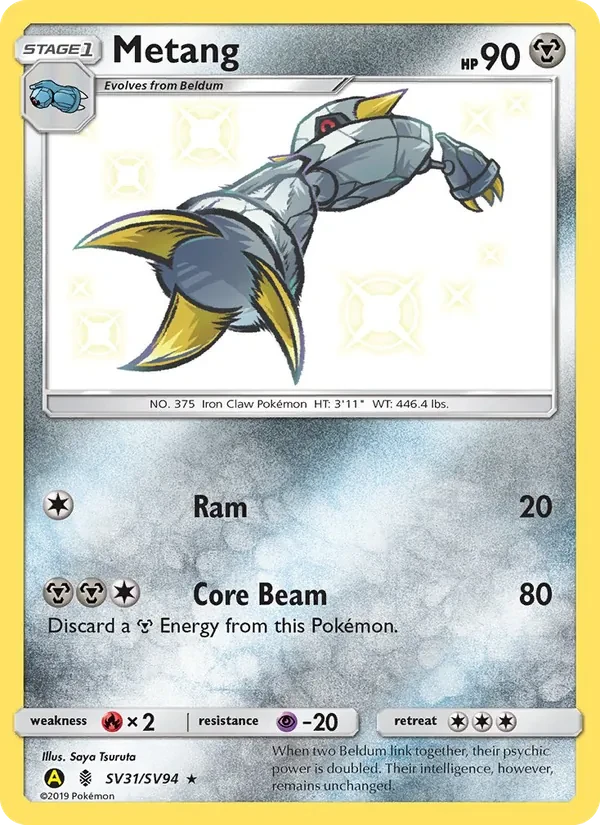 Metang SV31 Hidden Fates Shiny Vault Pokémon Karte