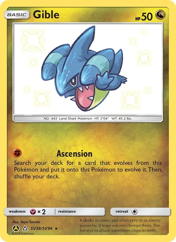 Gible SV38 Hidden Fates Shiny Vault Pokémon Karte