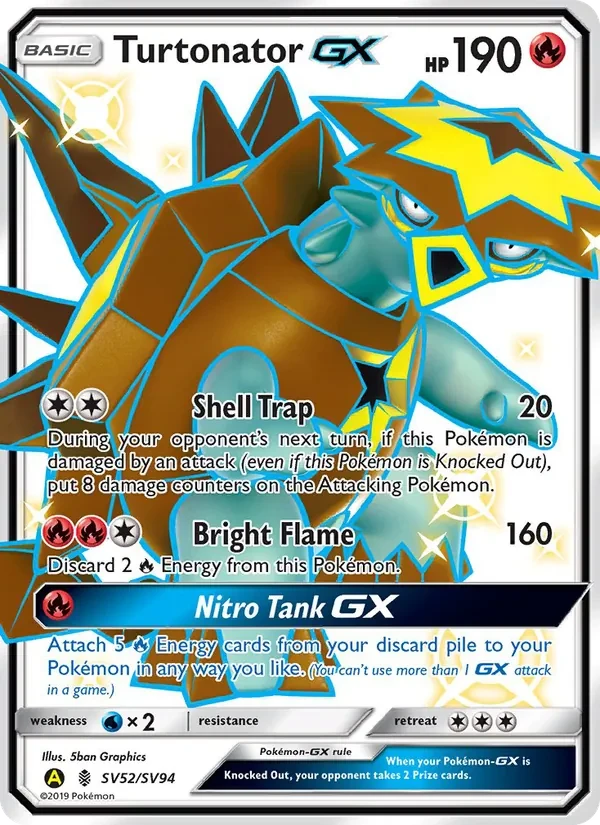 Turtonator-GX SV52 Hidden Fates Shiny Vault Pokémon card