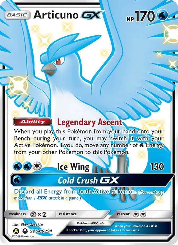 Articuno-GX SV54 Hidden Fates Shiny Vault Pokémon card