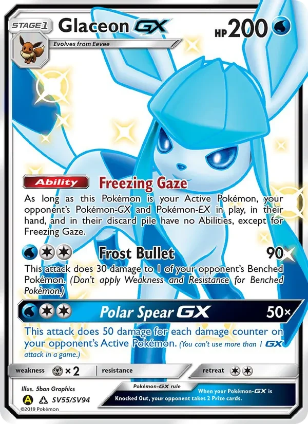 Glaceon-GX SV55 Hidden Fates Shiny Vault Pokémon card