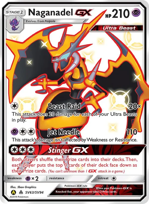 Naganadel-GX SV63 Hidden Fates Shiny Vault Pokémon Karte