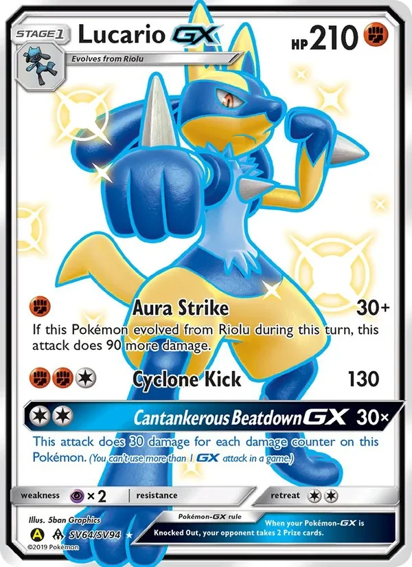 Lucario-GX SV64 Hidden Fates Shiny Vault Pokémon kaart