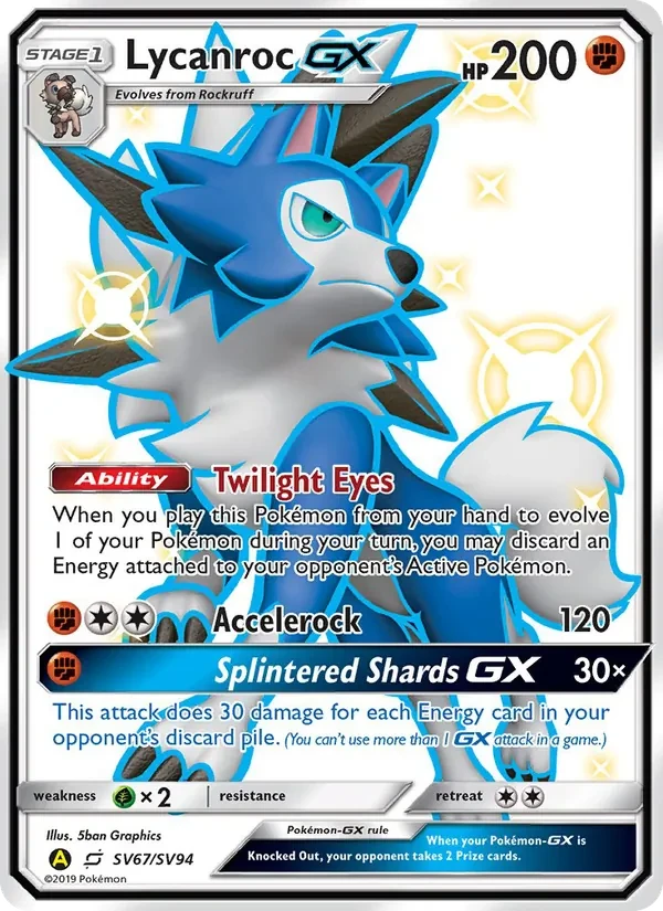 Lycanroc-GX SV67 Hidden Fates Shiny Vault Pokémon Karte