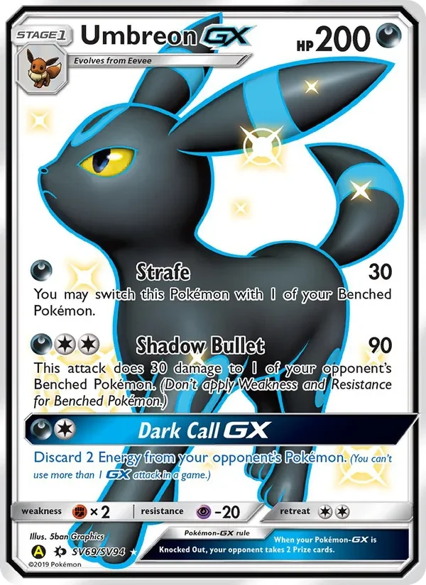 Carte Pokémon Umbreon-GX SV69 Hidden Fates Shiny Vault