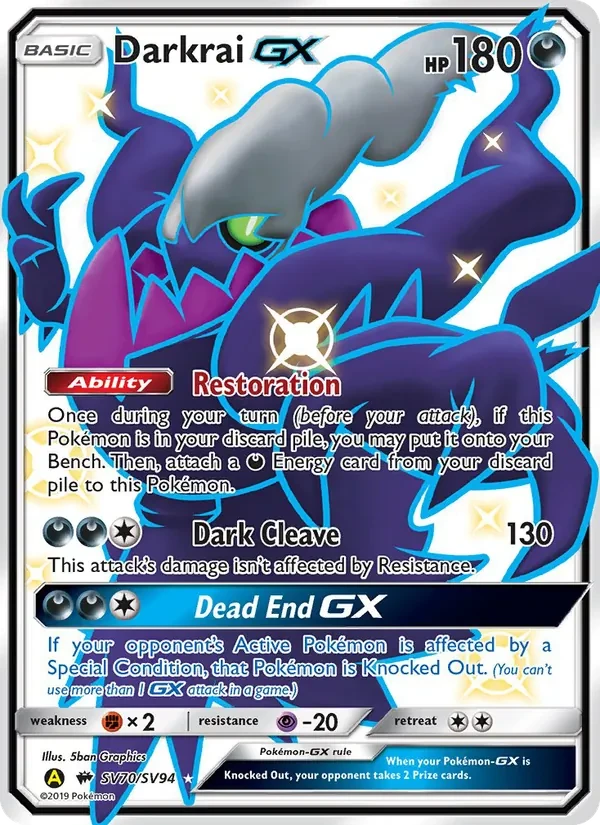 Carta Pokémon Darkrai-GX SV70 Hidden Fates Shiny Vault