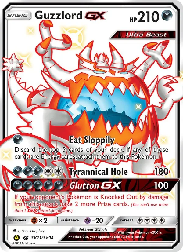 Guzzlord-GX SV71 Hidden Fates Shiny Vault Pokémon card