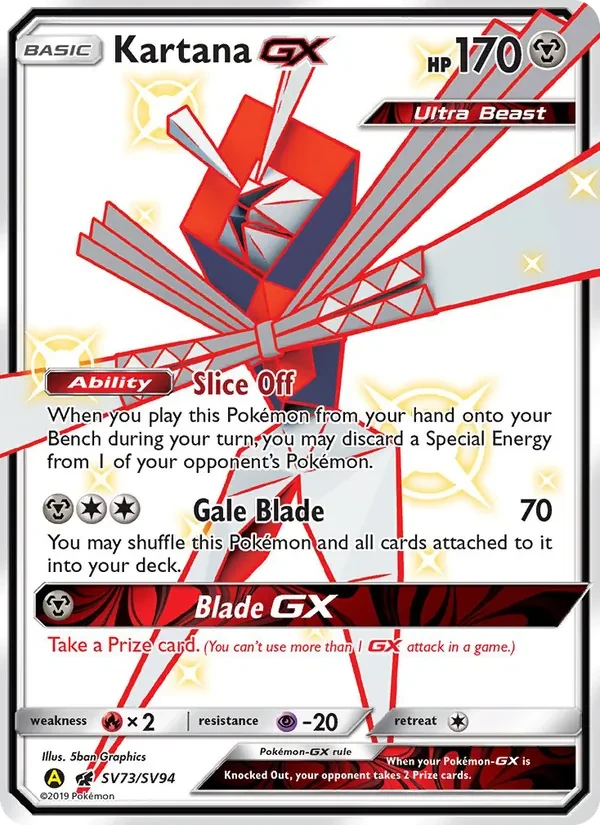 Kartana-GX SV73 Hidden Fates Shiny Vault Pokémon Karte