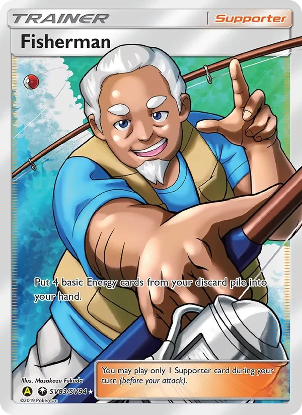 Fisherman SV83 Hidden Fates Shiny Vault Pokémon card