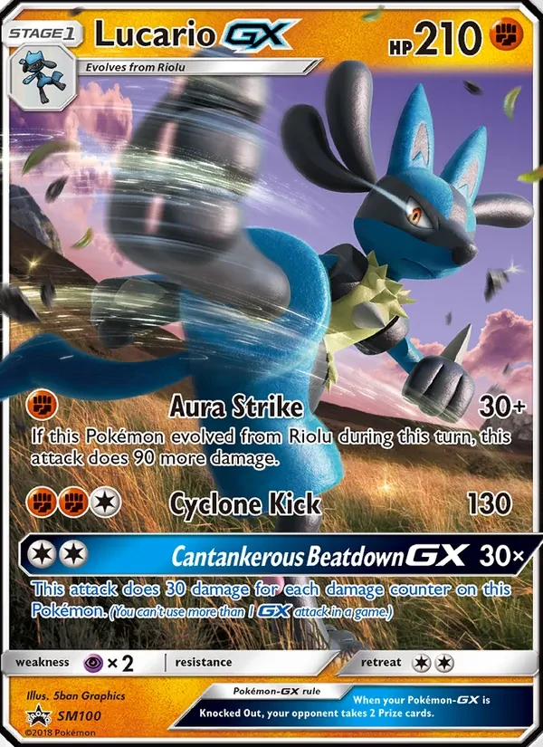 Carte Pokémon Lucario GX SM100 SM Black Star Promos