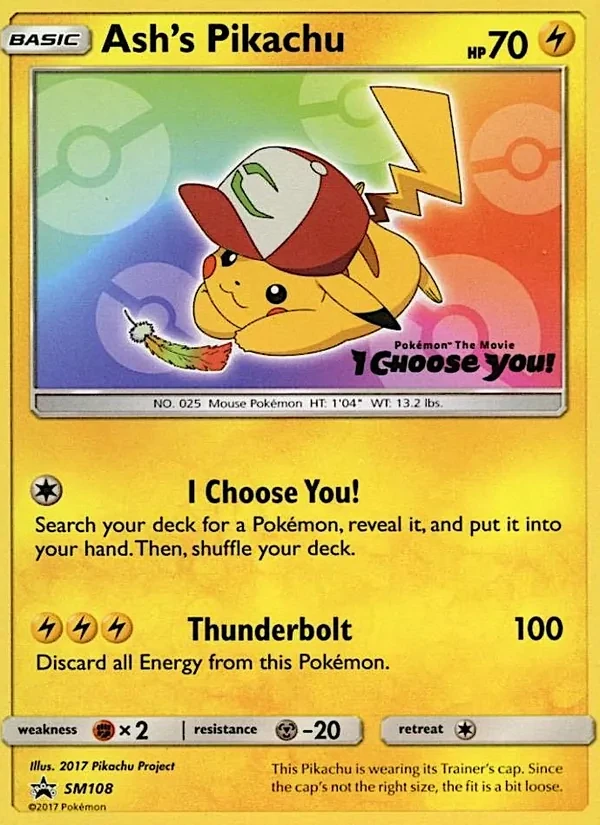 Ash's Pikachu SM108 SM Black Star Promos Pokémon card