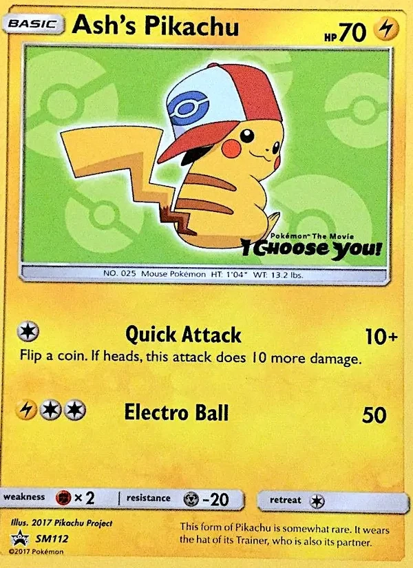 Ash's Pikachu SM112 SM Black Star Promos Pokémon card
