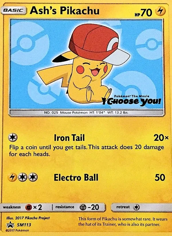 Ash's Pikachu SM113 SM Black Star Promos Pokémon Karte