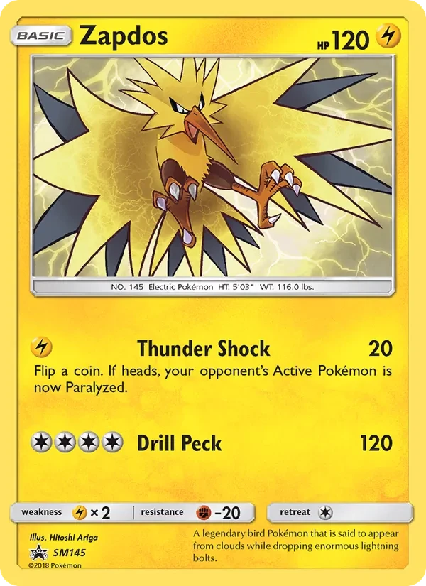 Zapdos SM145 SM Black Star Promos Pokémon card