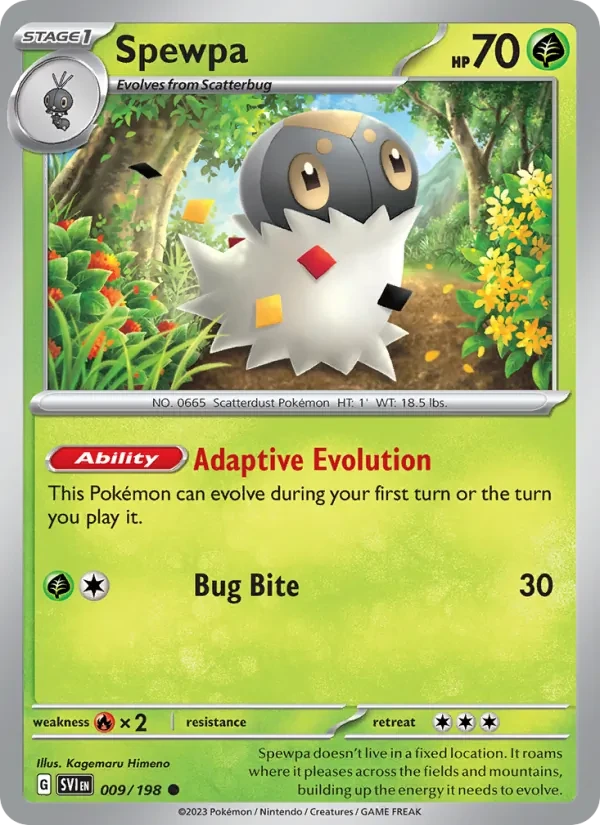 Spewpa 009/198 Scarlet & Violet Pokémon card