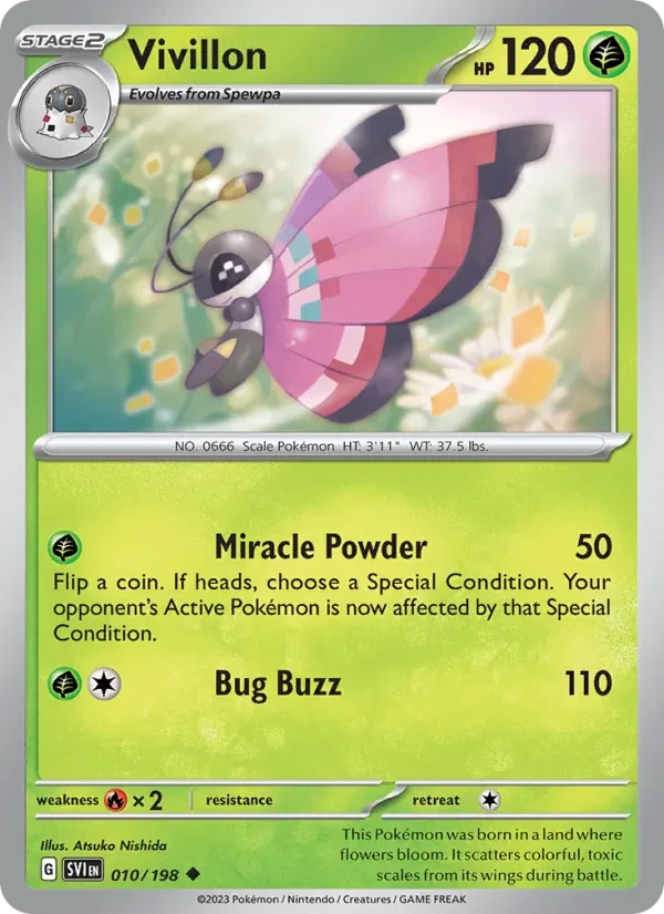 Vivillon 010/198 Scarlet & Violet Pokémon card