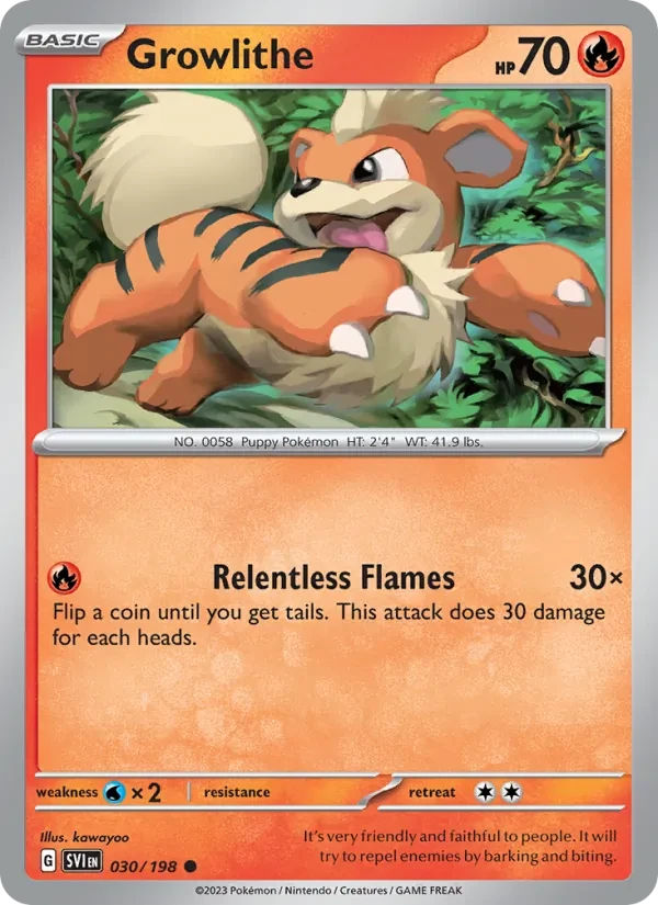 Growlithe 030/198 Scarlet & Violet Pokémon card