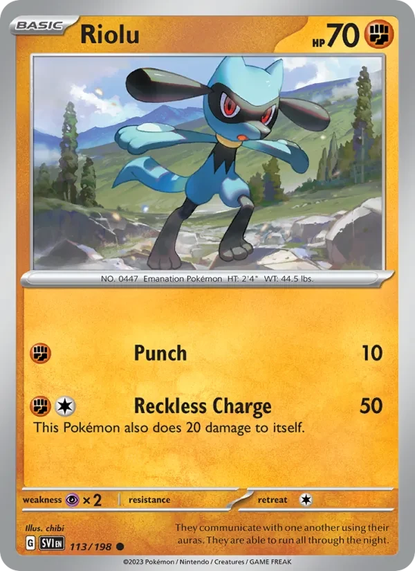 Riolu 113/198 Scarlet & Violet Pokémon card