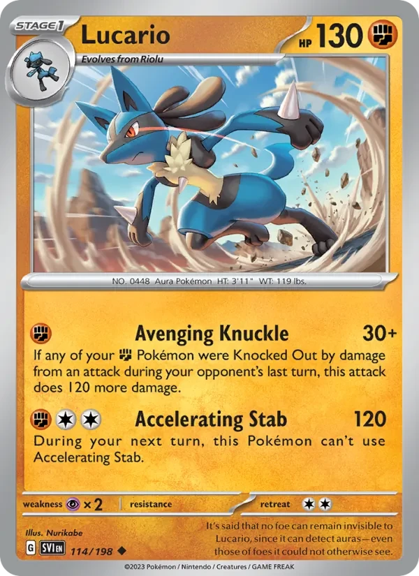 Lucario 114/198 Scarlet & Violet Pokémon card