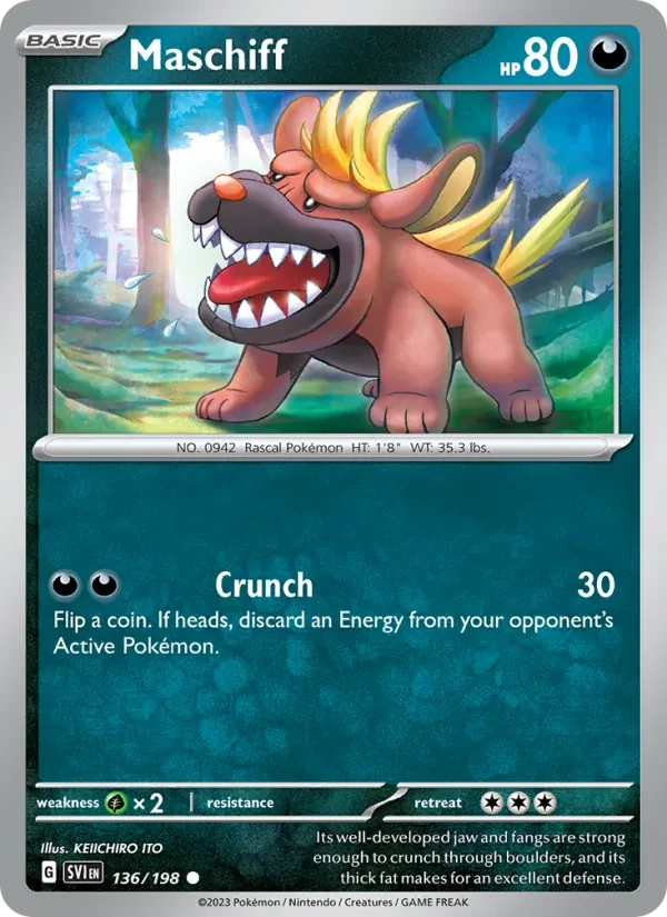 Maschiff 136/198 Scarlet & Violet Pokémon card