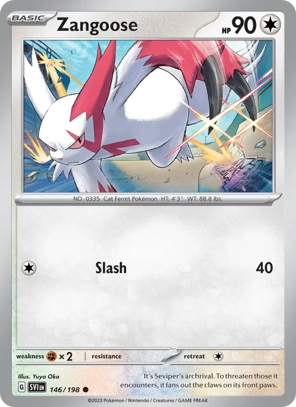 Zangoose 146/198 Scarlet & Violet Pokémon card